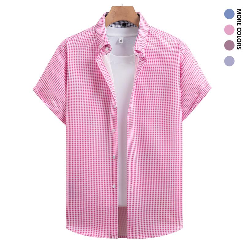 Men's Plaid Short Sleeve Casual Comfortable Shirt for Spring Summer Autumn Winter Vacation Outdoor Wear