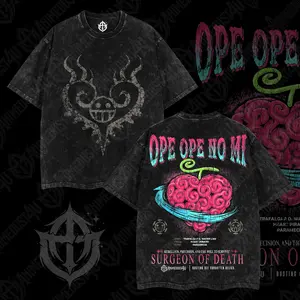 AnimeDust4U Retro Vintage Ope Ope No Mi Trafalgar D Law One Piece Oversized Fit T-Shirt 100% Premium Cotton Pre-Washed Classic 230gsm American Made