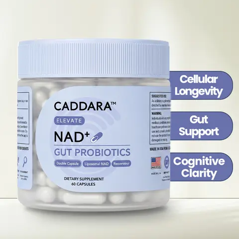 Caddara NAD+ Gut Probiotics for Energy & Aging | Liposomal Targeted Release | 60 Capsules