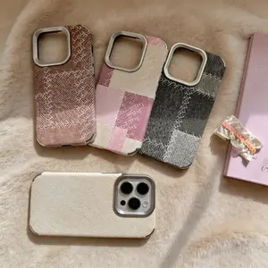 Retro Patchwork Denim Fabric Phone Case, Multi-color Chic Design Protective Back Cover for iPhone