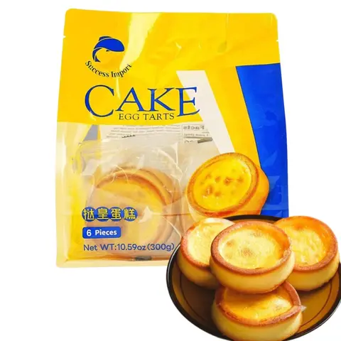 Success Import Egg Tarts Cake 6pcs Soft Rich Core Sponge Cake 10.59 oz for Coffee Tea Snacks Parties Easy DIY Sweet Dessert Baking Pastries Milk