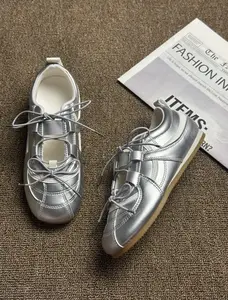 Viral TikTok Retro Lace-Up Ballet Sneakers, Cloud-Soft Comfy Flats, Must-Have Vintage Casual Shoes
