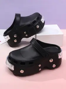 New Outdoor Sporty Women's Holey Shoes, Coconut Couple Beach Sandals, Thick Sole Anti-Slip Breathable, Fashion Trendy Slippers, Casual Slipper Shoes