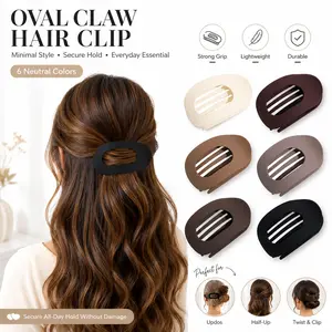 Elegant Matte Hair Clips for Women 6 Pack - Invisible Flat Back Claw Clips for Fine & Thin Hair, Comfortable Strong Hold Hair Claw for Ponytail, Bun, and Half-Up Styles, Daily Wear Hair Claw Clip Set