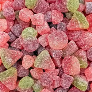 Sour Fruit Jelly Candy Mix | 1 Pound Bag | Vegan Gummies with Real Fruit Puree | Cherry, Watermelon, Peach | Gelatin Free Plant Based Texture | Dye Free Candy | Naturally Flavored