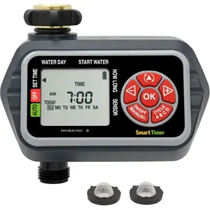 Digital Water Timer with LCD Display 1-Zone Programmable Manual Watering Rain Delay Moisture Sensor Compatible Eden 93411 Sprinkler System Timer for Garden Lawn Plant Watering