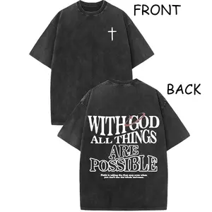 Men's Vintage Wash Cotton T-Shirt Matthew Print Cross Design Regular Fit Round Neck Casual For All Seasons Top