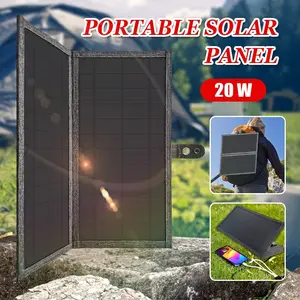 20W foldable solar panel, portable solar charger, multi-size interface, for outdoor, cell phone, outdoor, camping, travel, roof, RV, car, emergency power supply