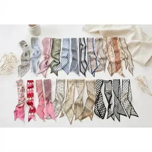 12-24 Pack Boho Floral Silk-Like Scarves, Versatile Multi-Use Set for Bag Handle Wraps, Home Accents & Outfit Styling