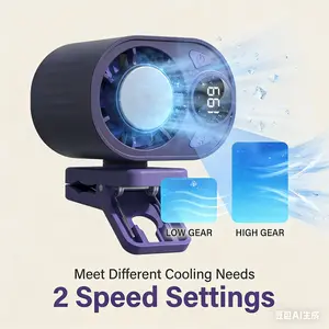 2026 model built-in car air conditioning fanwith LED display 360° rotation, adjustable speed,personal cooling fan, supports USB charging, equippedwith wide-range cooling clips