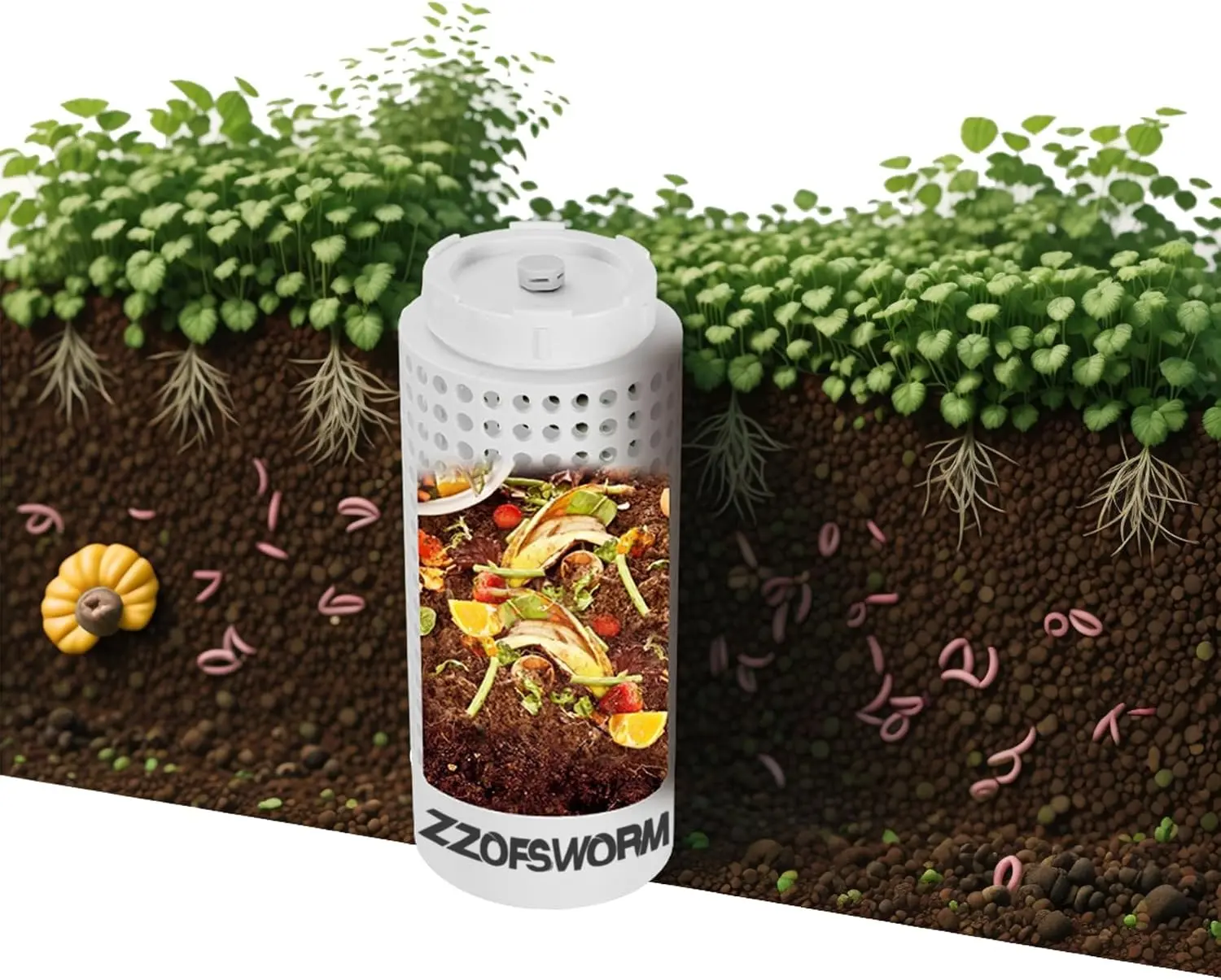 Inground Worm Farm Composter | Underground bin with locking lid, 360° airflow, odor-free, turns food waste into fertilizer for garden beds