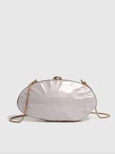 Elegant Women's Evening Clutch Bag, Off-Pearl Finish Long Hard Box Handbag, Casual Shoulder Crossbody Bag, Trendy Summer Accessory, Elegant Stylish Purse