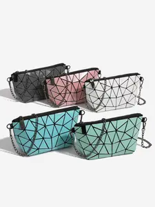 Office Chic Sleek Metallic Geometric Crossbody Bag, Elevate Your Business Casual Style, Perfect for Professional and Everyday Use