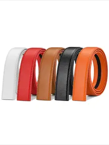 Belts Without Buckle for Men Women White Black Brown Red Coffee Color Women Men Belt No Buckle for Automatic Buckle Synthetic Leather Pu Leather Belt