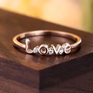 LOVE Zircon Ring for Women  Personalized Daily & Party Jewelry, Gift for Birthday, Anniversary, or Proposal