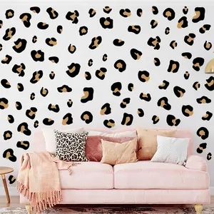 12 Sheets 348 Pcs Leopard Print Wall Decals - Cheetah Print Wallpaper for Bedroom, Living Room, Classroom Decoration