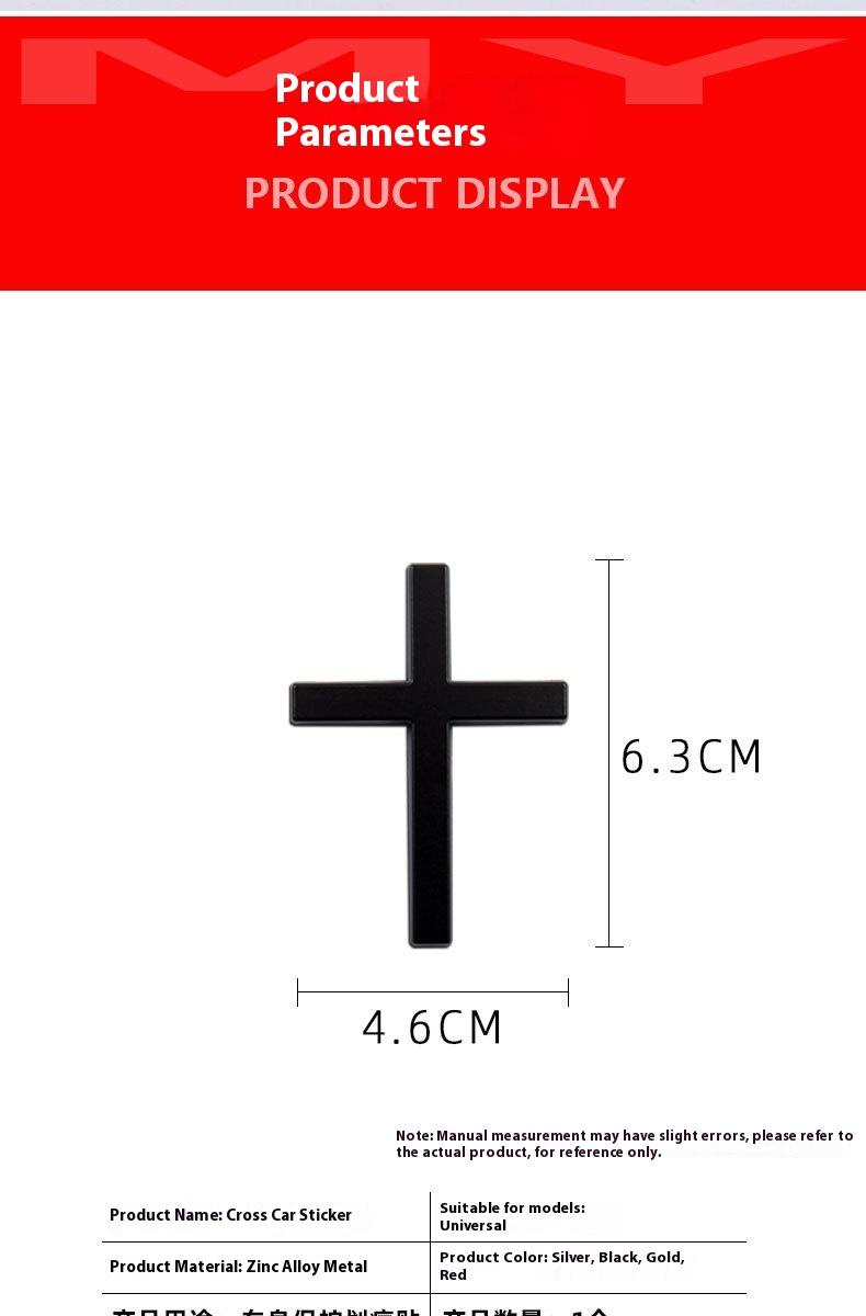 3D Cross Car Bumper Sticker – Metal Look Religious Decal for Vehicle Exterior, Rustproof & Durable