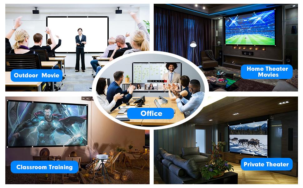 Projector Screen, 80 inch Foldable Portable Rear Front Projector Screen Indoor Outdoor 4K 16:9 HD Double Sided Projection Movies Screen for Camping Party,Backyard Home Theater