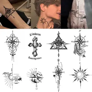 Compass Herb Semi-Permanent Wrist Tattoo Sticker: Dark, Waterproof, Long-Lasting, Unisex