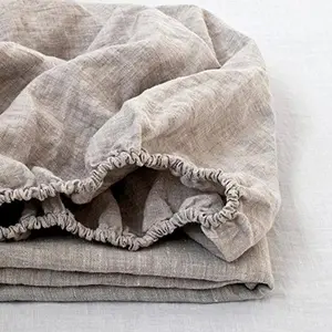 Fitted Sheet Twin 100% Linen (1 Piece), 14 Inch Deep Pocket Mattress Cover Natural French Flax Stone Washed Farmhouse Soft Breathable Bottom Sheets-Linen
