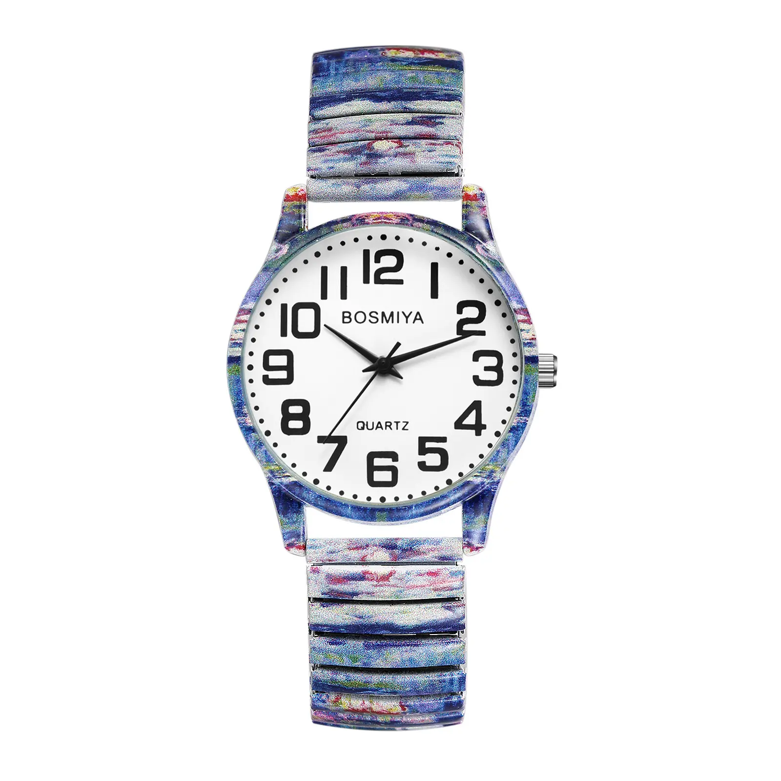 OIDEA Women's Expandable Bracelet Watch - Bohemian Water Lilies Expansion Band, Quartz Analog Dial with Large Arabic Numerals, Fashion Women's Watches for Summer Use, Watches For Women