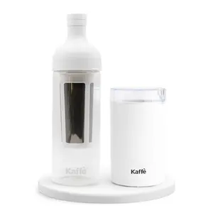 Kaffe Cold Brew Essentials Kit in White - 34oz Cold Brew Coffee Maker & Compact Blade Grinder