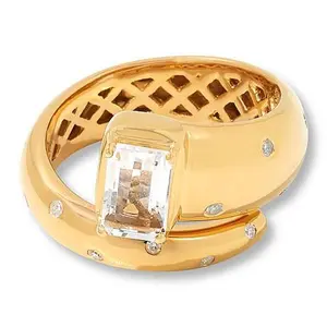 Rarities Fine Jewelry Rarities Gold-Plated Gem and Diamond-Accented Bypass Ring
