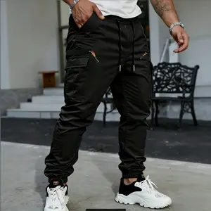 Men's work pants with tapered ankles and rolled hems - durable non-stretch casual outdoor pants