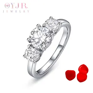 OYJR Cubic Zirconia Round Cut 3-Stone Engagement Rings Promise Ring Wedding Band for Women Eternity Bands for Her