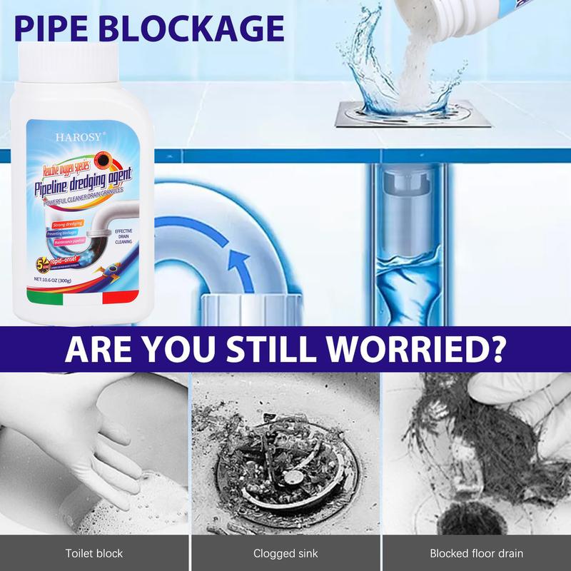 Pipeline Dredging Agent, Drain Clog Remover, Kitchen Unblocker, Pipe Unclogger, Sink And Drain Cleaner Powder, Powerful Solution for Kitchen, Bathroom, Toilet & Sink