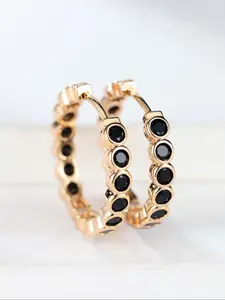 1 Pair Hoop Earrings for Women & Girls, Artificial Gemstone Copper Inlaid Zircon Geometric Jewelry Gift for Birthday, Elegant Daily Wear Accessories