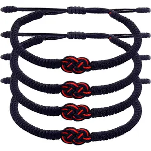 4 count Matching Bracelets Red and Black Bracelet  Lucky Bracelet for Men Women Red String Bracelet for Couples Bracelets