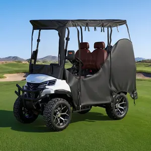 Golf Cart Cover Visible Full-Enclosure 2&2+2 Passenger Protection For 4-Seat Carts, 420D Waterproof Oxford Fabric With PVC Coating And Windproof Hook Design, Fits Most Club Car, Yamaha, EZGO, Honda