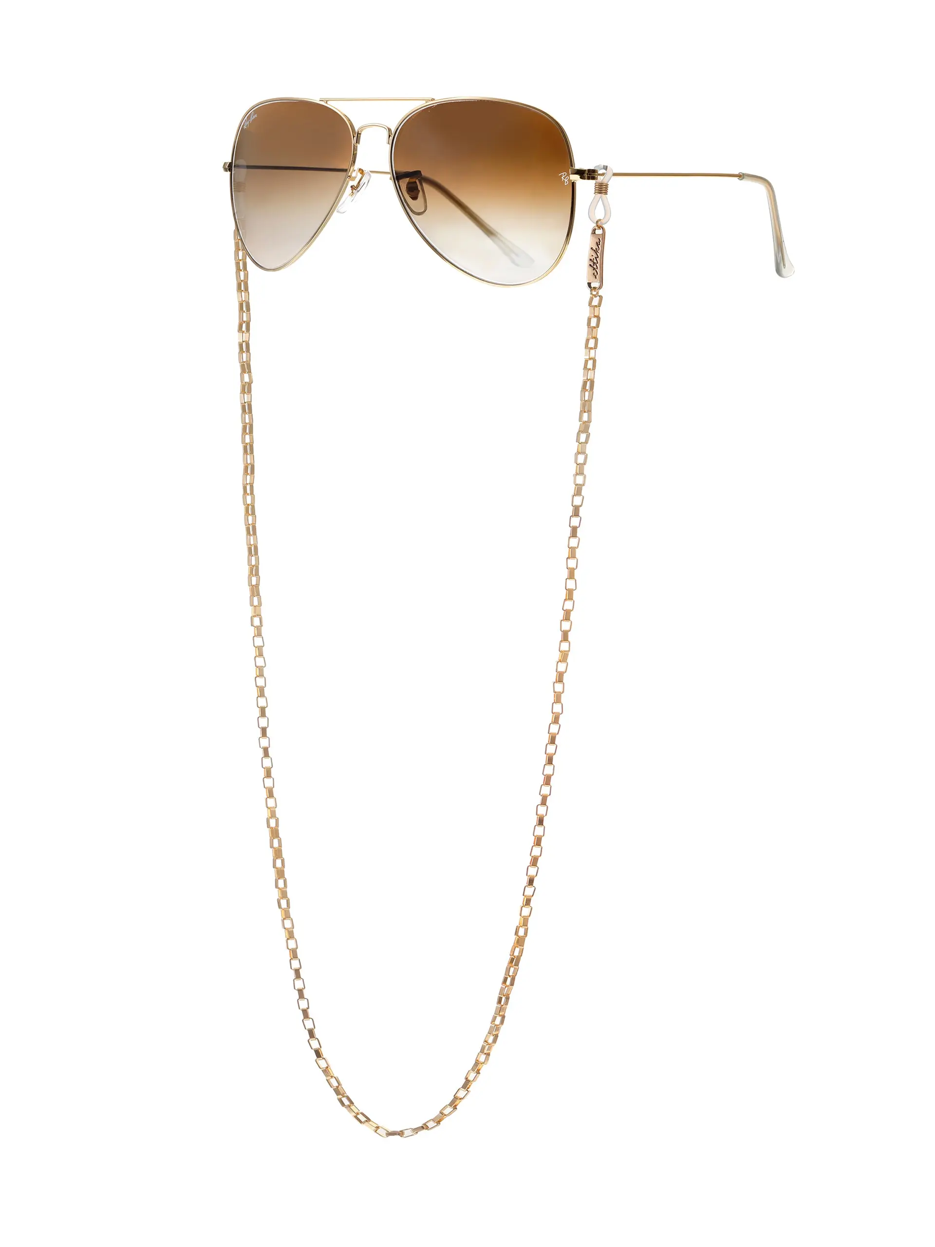 Golden Rays Rectangle Eyeglass Chain with Stylish Design and Elegant Chain