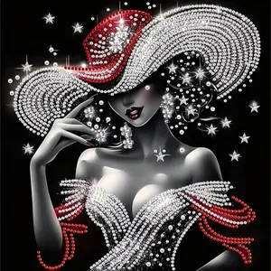 Rhinestone Painting Kit, 1 Set DIY Rhinestone Painting by Numbers Kit, DIY Wall Art Decor for Home Living Room Bedroom