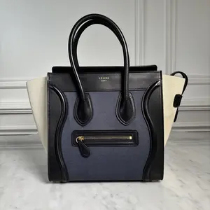 Pre-owned Celine Canvas and Leather Tote Bags Black Micro Luggage Tote