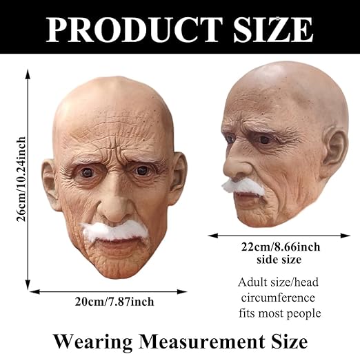3D Realistic Old Man Mask, Bald Geezer Mask, Funny Man Face Cover,Masquerade Props, Roleplay Ornament for Family-themed Halloween Cosplay #TOP PICKS
