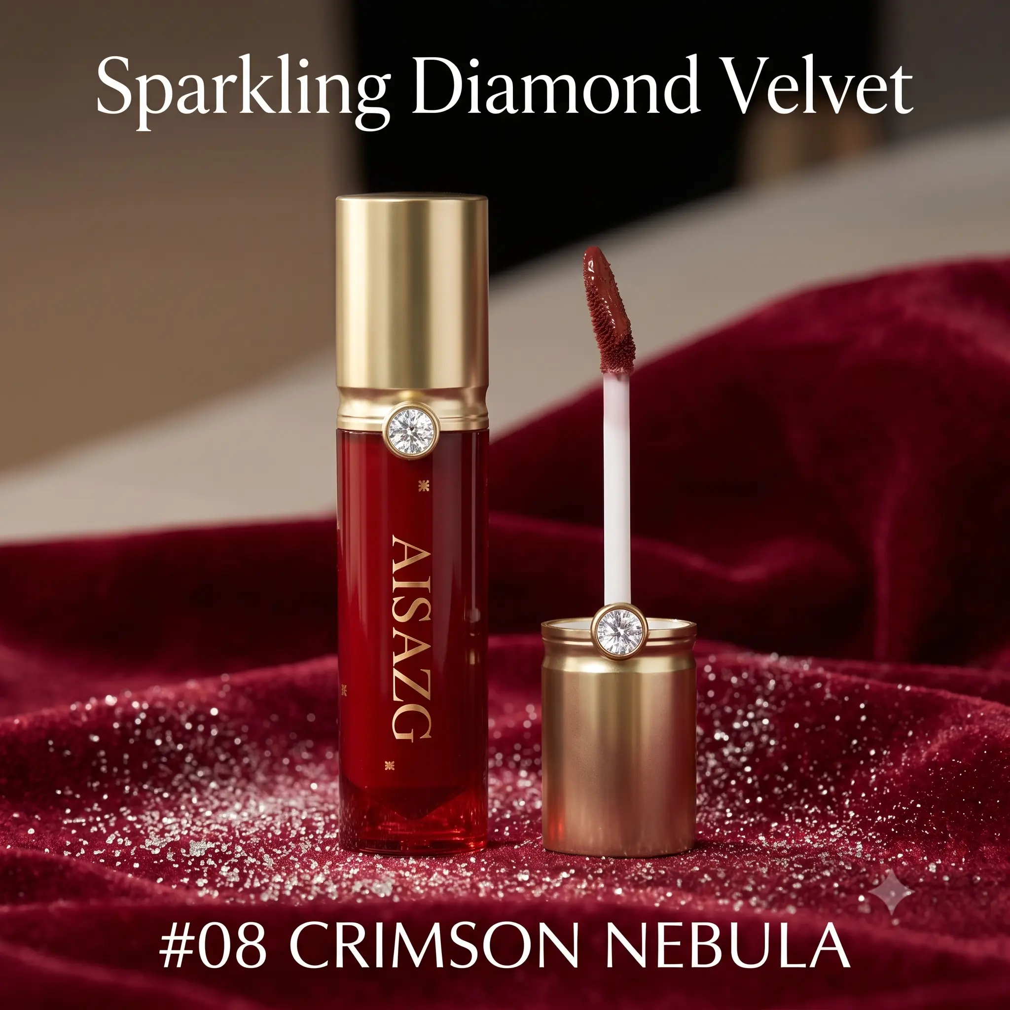 Ultra-Soft Shimmer Velvet Lip Glaze, Smudge-Proof & Hydrating - #08 Crimson Nebula