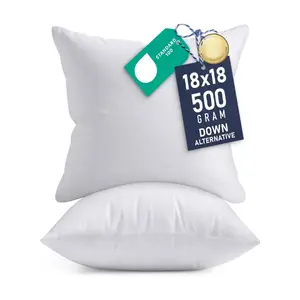 18x18 Throw Pillow Inserts Set of 2, Soft Fluffy Decorative Cushion Inserts for Sofa Couch Bed Living Room, Indoor Square Pillow Forms, White