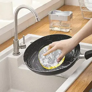 2-Piece Kitchen Dish Sponge Set, Dual-Sided Cleaning Sponge Eraser, Multi-Use Cleaner, Strong Oil Stain Removal, Pot Brush Protector