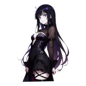 Dark Gothic Anime Waifu Sticker, Mysterious Black Dress Girl Shadow Aesthetic Decal for Laptop, Phone, Notebook & Gear