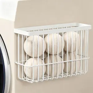 Magnetic Laundry Accessory for Dryer Balls, Wall Mounted Holder with Strong Magnet for Lint and Storage, Reusable Magnetic Container for Laundry Room Organizer, No Glue Needed, Iron Storage Bin for Laundry