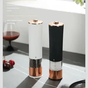 Electric Pepper Grinder, Stainless Steel Automatic Salt and Pepper Mill with Ceramic Core, Adjustable Coarseness, One-Hand Operation, Refillable Spice Grinder for Kitchen BBQ Dining