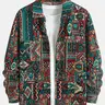Men's Loose Floral Print Jacket with Pockets, Casual Breathable Zipper Coat for Spring & Fall, Fashion Long Sleeve Design, Floral Jacquard Jacket, Casual Woven Jacket, Loose Jackets