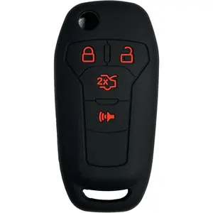 Key Fob Cover for Fusion Explorer: 4 Buttons Silicone Remote Case Protector Fit for Ford Ranger F150 F250 F350 F450 F550 Ranger Super Duty Raptor Bronco 2015 to 2022 N5FA08TDA 164R8134 (Black1)