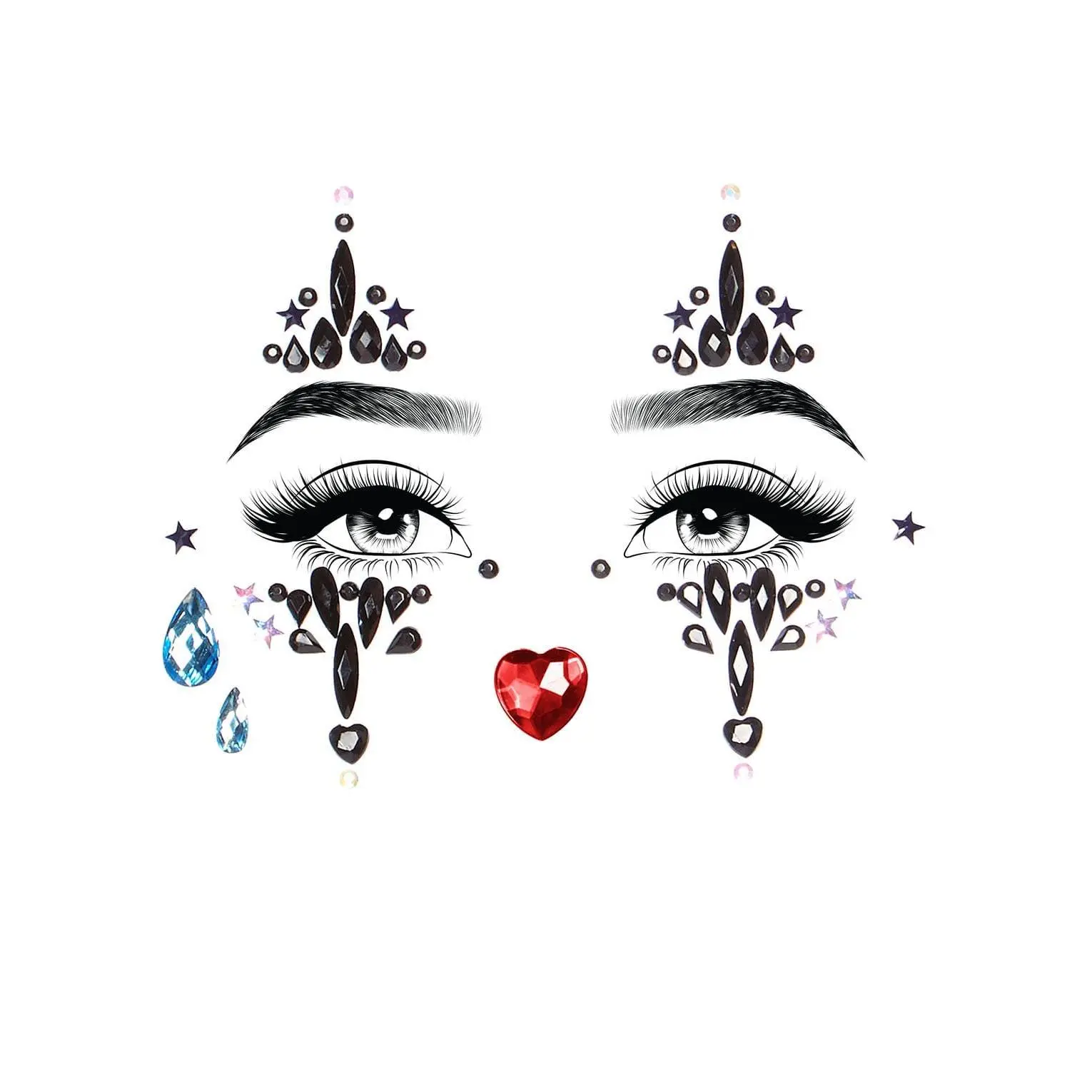 Harlequin Clown Rhinestone Adhesive Sticker Accessories, for Halloween Party DIY Costume Decorations Harlequin Clown Rhinestone Adhesive Sticker Accessories, for Halloween Party DIY Costume Decorations
