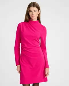 Express Mock Neck Long Sleeve Draped Mini Dress