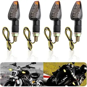 4PCS Motorcycle Turn Signals,12V 14LED Motorcycle Lights Turn Signal Assembly with Bright Amber Lamp,Universal Front/Rear Motorcycle LED Lights Compatible with Yamaha Honda