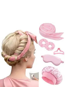 6pcs Curling Hair Set, Heatless Curling Set, No-Heat Hair Curlers, Plush Cloth Bowknot Hair Curling Wand And Curling Iron, Suitable For Overnight Use, Hair Curlers, Curly Hair Brush, Rollers, Curly Hair Products No Damage Gift