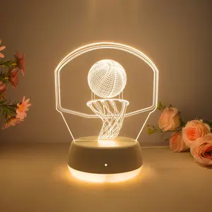 Basketball Style 3D Night Light, Warm Lighting for Bedroom & Living Room Decor, Perfect Gift for Family Friends Birthdays Holidays